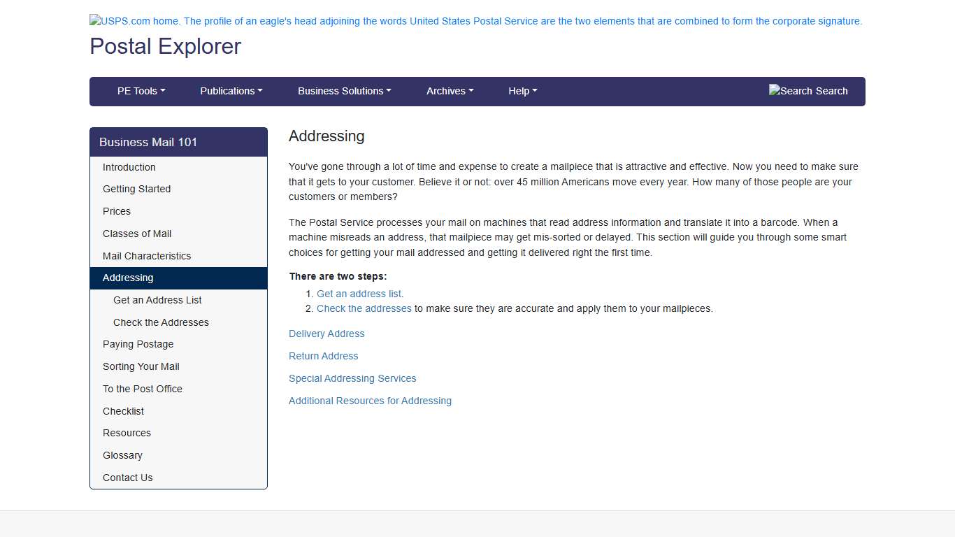 Addressing Postal Explorer